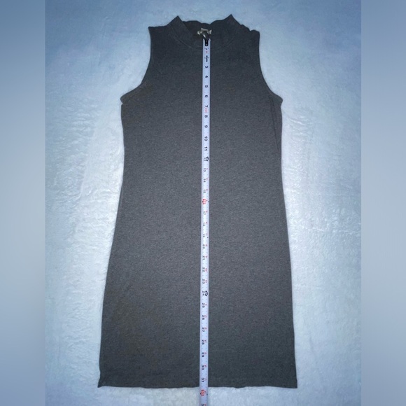 Charcoal Mod Style Mini Dress Tight Flattering Bodycon Medium Gray Grey Cute​ - Picture 3 of 5